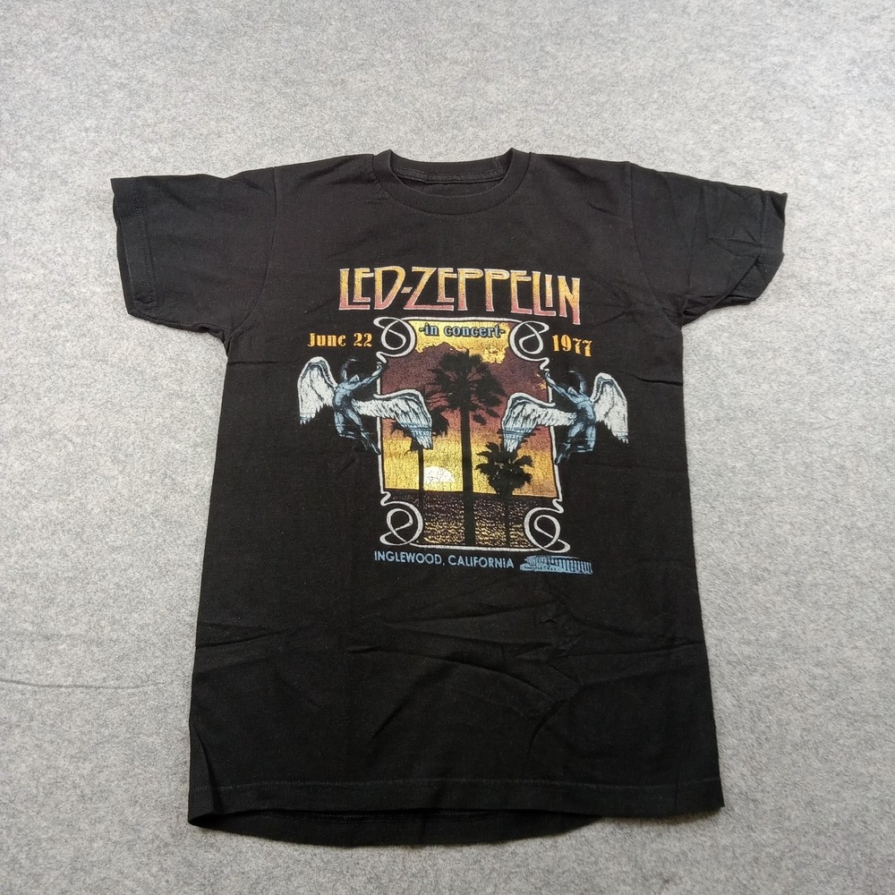 Led‎ Zeppelin Shirt Mens Small Black 1977 Inglewood Concert Graphic Tee